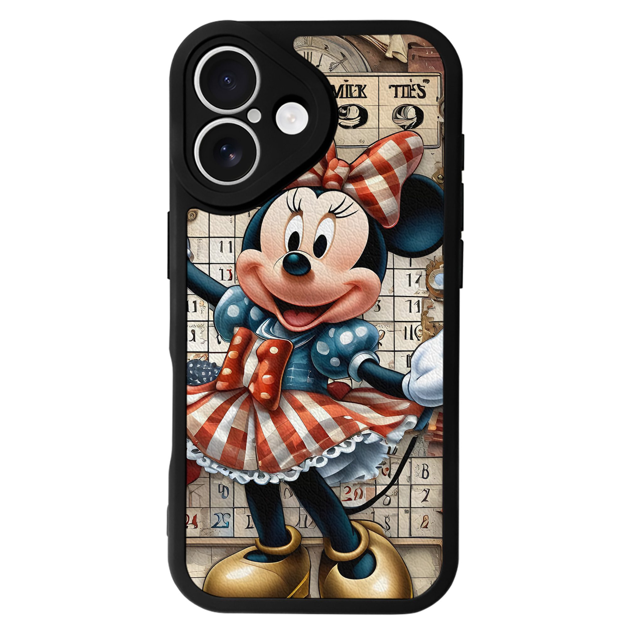 （画像用） ミッキーマウス Mickey Mouse 【iPhone 16シリーズ対応】シリコンスマホケース（レザー調） 材質：シリコン